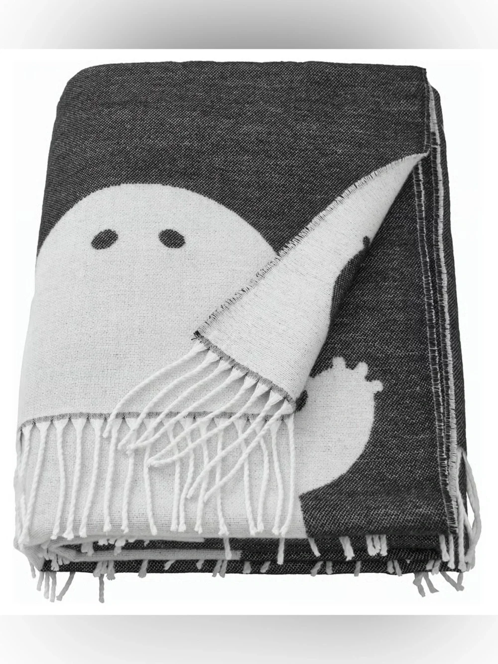 Ghost Pattern Reversible Throw Blanket - Black & White